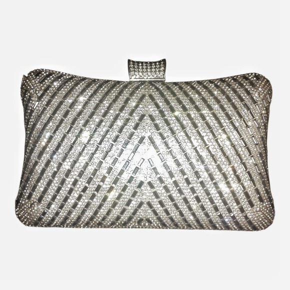 The Unbranded Brand Handbags - Elegant Silver Sparkling Rhinestone Clutch Party Bag
